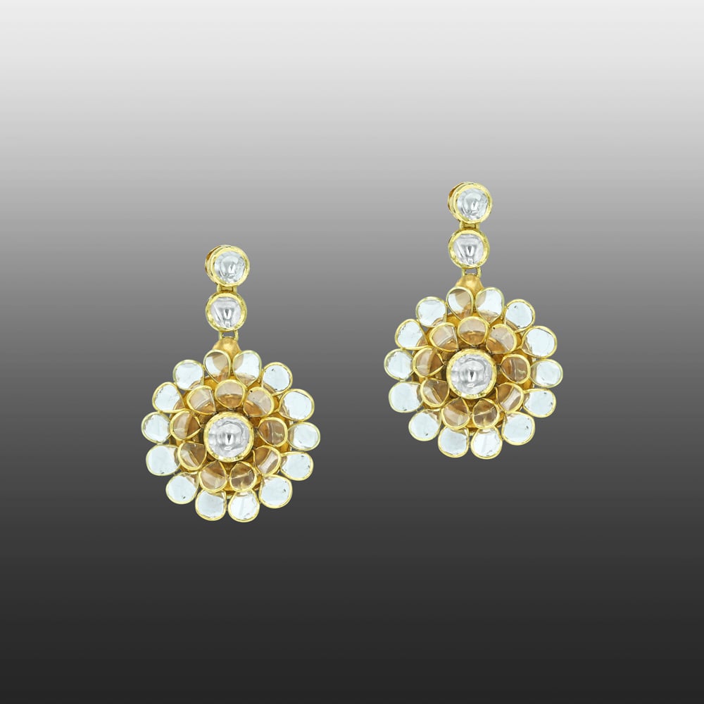 Floral Polki Pachi Earrings with Elegant Detailing